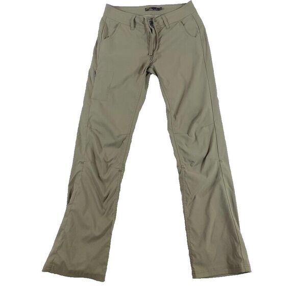 Prana‎ Hiking Pants Women Sz 4 Green Nylon Convertible Roll Tab Outdoors Camping - Picture 1 of 14